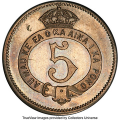 1881 Hawaii Five Cents Pattern reverse